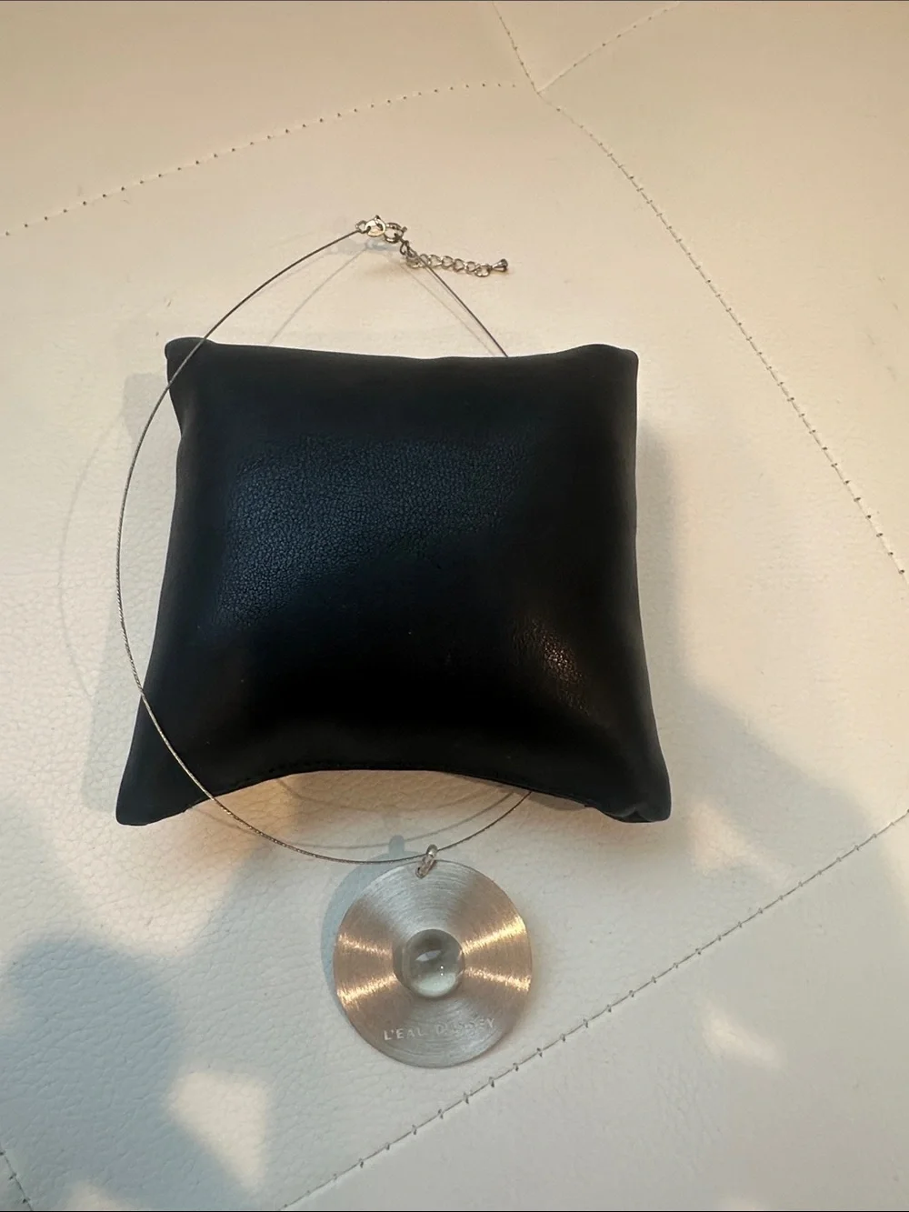 Issey Miyake Silver Pendant Necklace with Clear drop Center